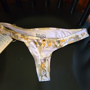 NWT For Love And Lemons Bikini Bottom L Floral Print Swim Thong Cheeky Skimpy